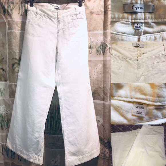 ✅SOLD✅NEW Express Wide Leg White Linen Blend Pants - Picture 2 of 2